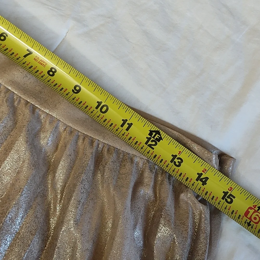 Maeve Shiny Gold Pleated Midi Skirt - Picture 7 of 11